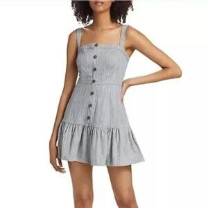NWT Cinq a Sept Indigo Mina Square Neck Mini Pinafore Dress US 12